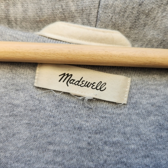 MADEWELL Organic Cotton Heather Cement Grey Sweatshirt Puffer Coat - Picture 9 of 10